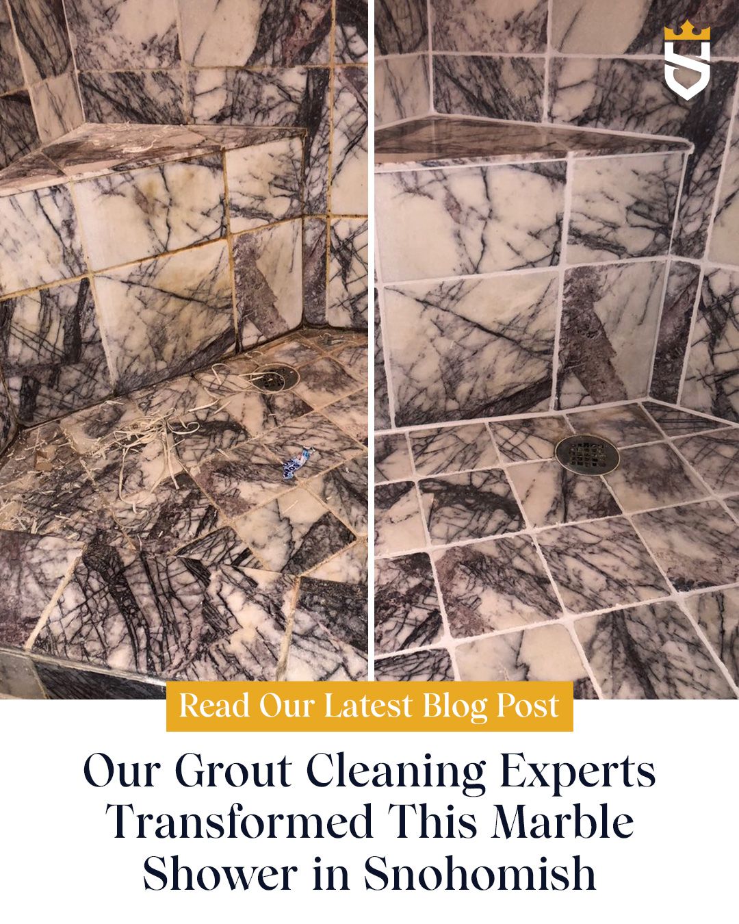 Our Grout Cleaning Experts Transformed This Marble Shower in Snohomish