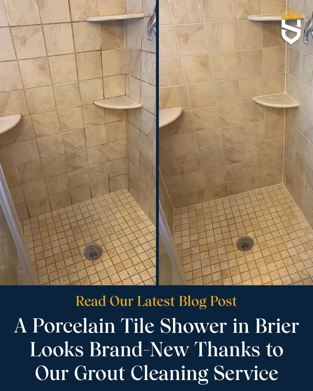 A Porcelain Tile Shower in Brier Looks Brand-New Thanks to Our Grout Cleaning Service